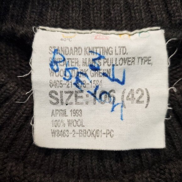 Military Sweater Men's 42 Green 100% Wool Pullover Commando Vintage Long Sleeve - Picture 5 of 15